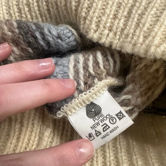 Vintage Irish Woollen Mills Earth Toned Mens M Geometric Pure Wool Knit‎ Sweater - Picture 5 of 8